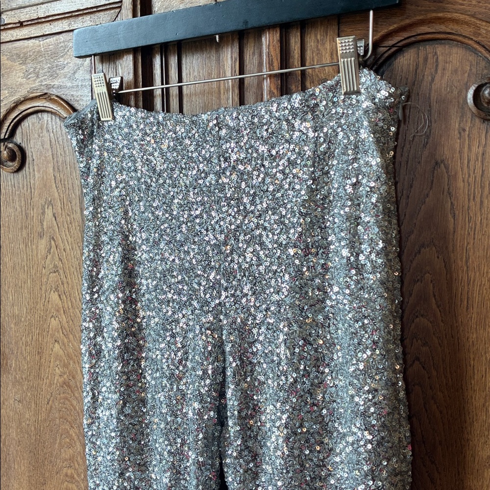 Greylin Sequin-Trim Pants in Silver-Grey - Picture 5 of 8